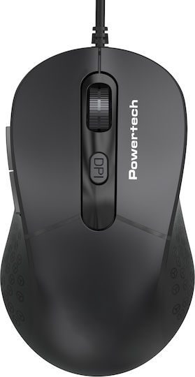 Powertech PT-1467 Ενσύρματο Εργονομικό Ποντίκι Μαύρο