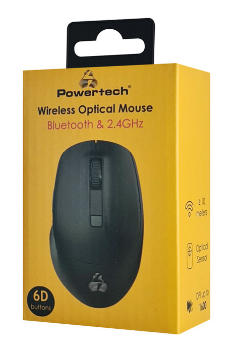 Powertech Ασύρματο Ποντίκι 2.4GHz & Bluetooth 1600DPI Μαύρο