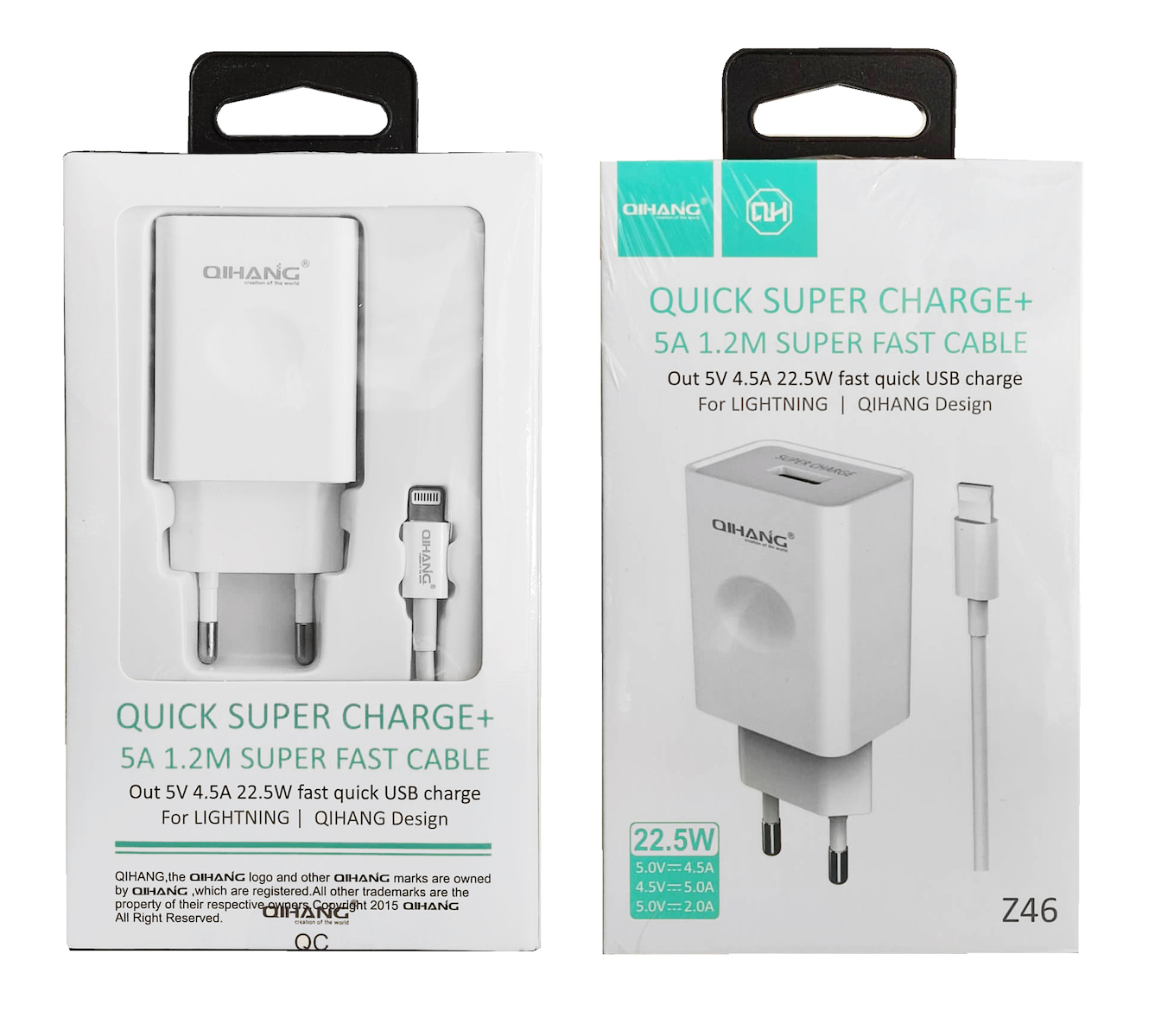 Qihang Ταχυφορτιστής με Θύρα USB-A και Καλώδιο Lightning 5A