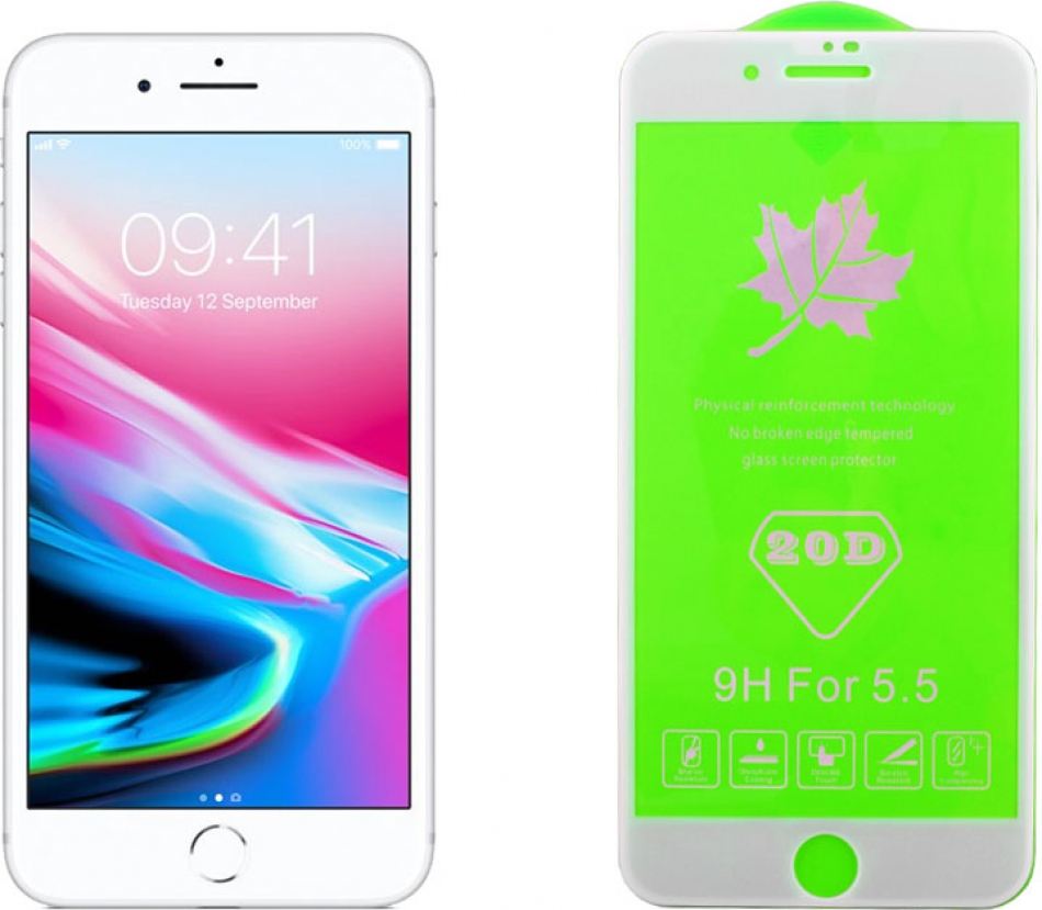 Τζάμι Προστασίας Πλήρης Κάλυψης Apple Iphone 6Plus/7Plus/8Plus Λευκό