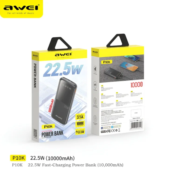 Awei Power Bank 10000mAh Γρήγορη Φόρτιση