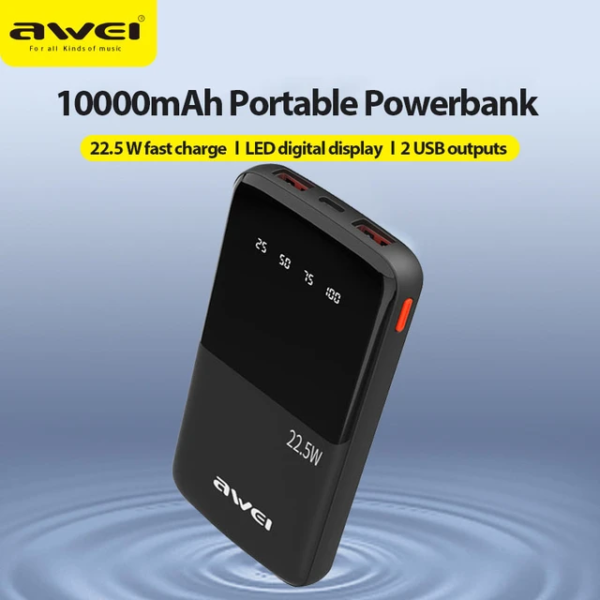 Awei Power Bank 10000mAh Γρήγορη Φόρτιση