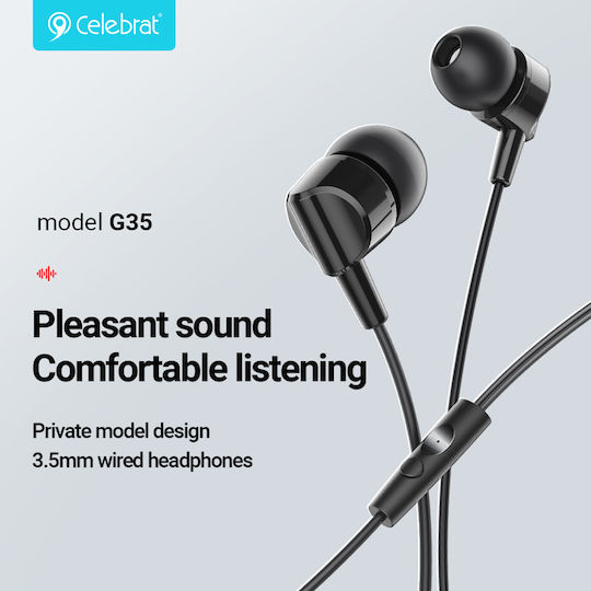 Celebrat G35-BK In-ear Handsfree Ακουστικά με Βύσμα 3.5mm Μαύρο