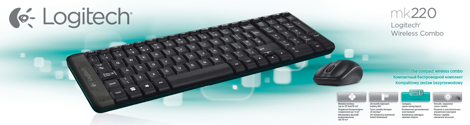 Logitech MK220 Σετ Ασύρματο (Us Διάταξη)